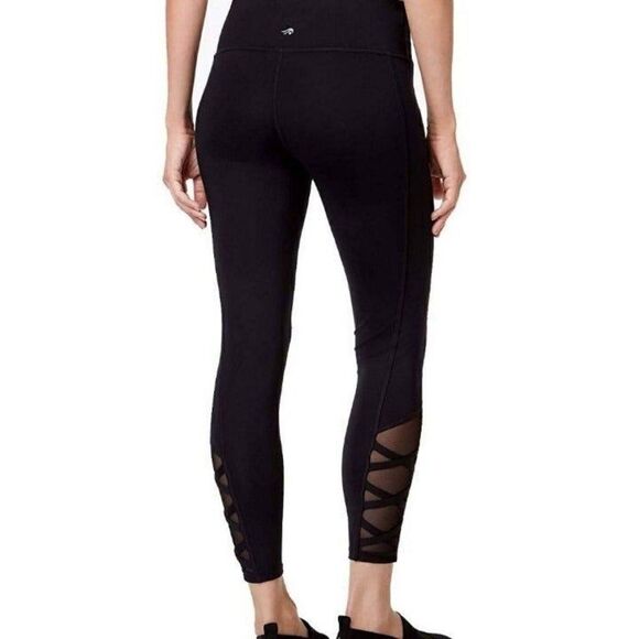 Women's Leggings Medium Low Rise Black Floral Mesh Inset Joggers M NWOT - Picture 2 of 7